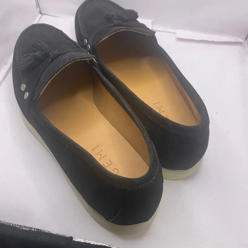 M. Gemi Sonia Loafer Black Suede Tassel Round Toe Shoe Sz 37.5 US Sz 7-7.5